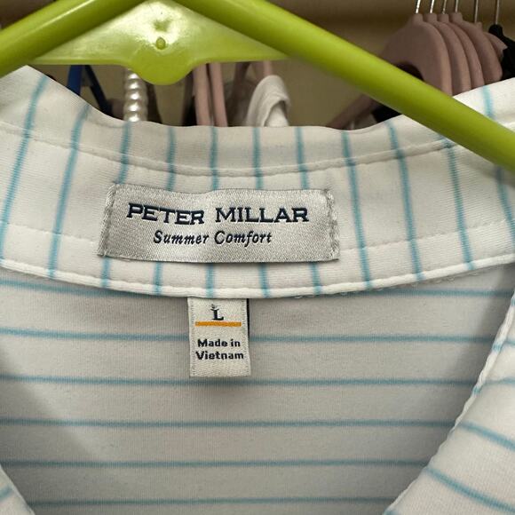 Peter Millar Summer Comfort Striped Polo Shirt American Express Large MS23EK08S - Picture 7 of 14